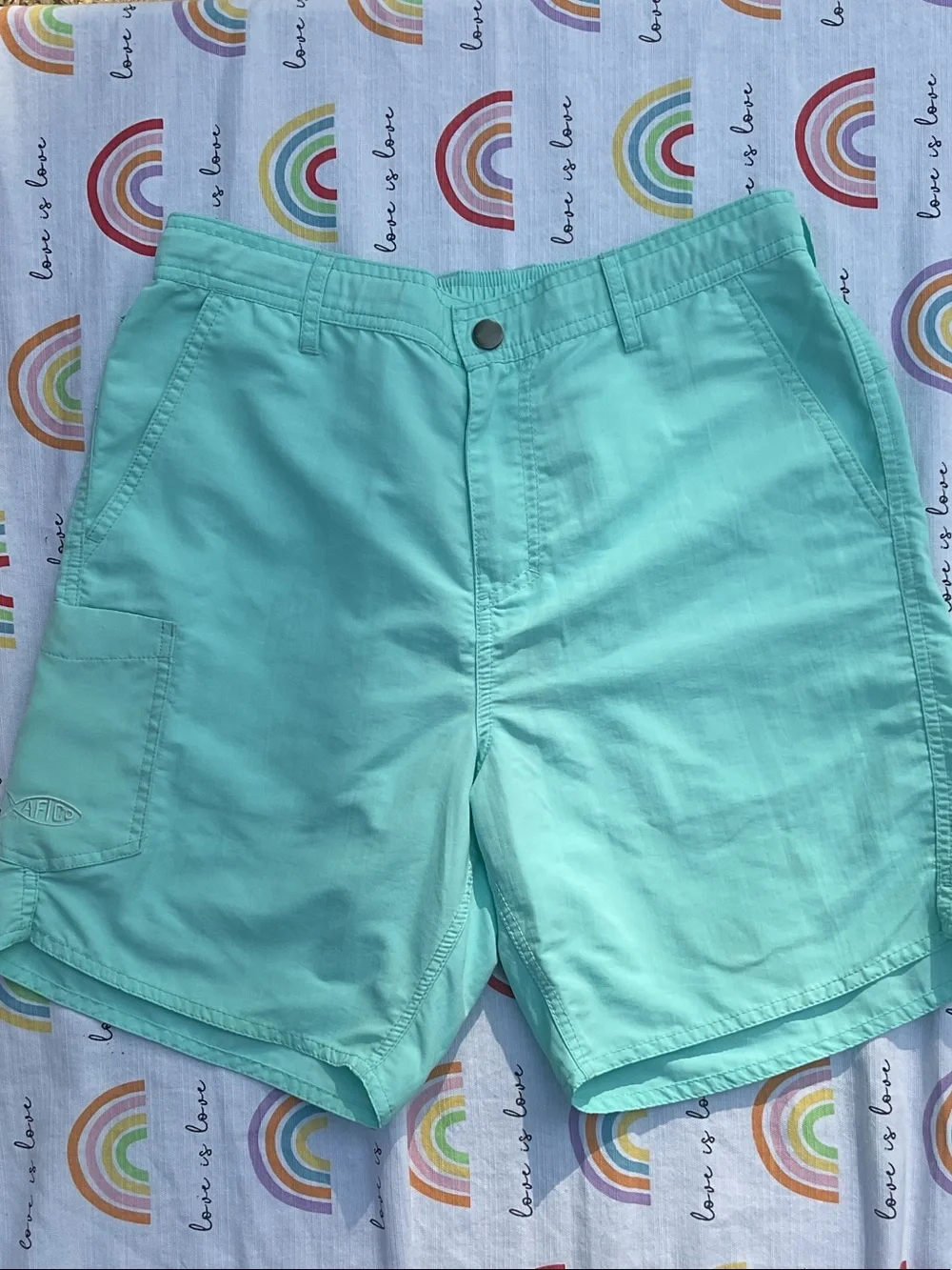 AFTCO Men's Mint Aqua Cargo Shorts
